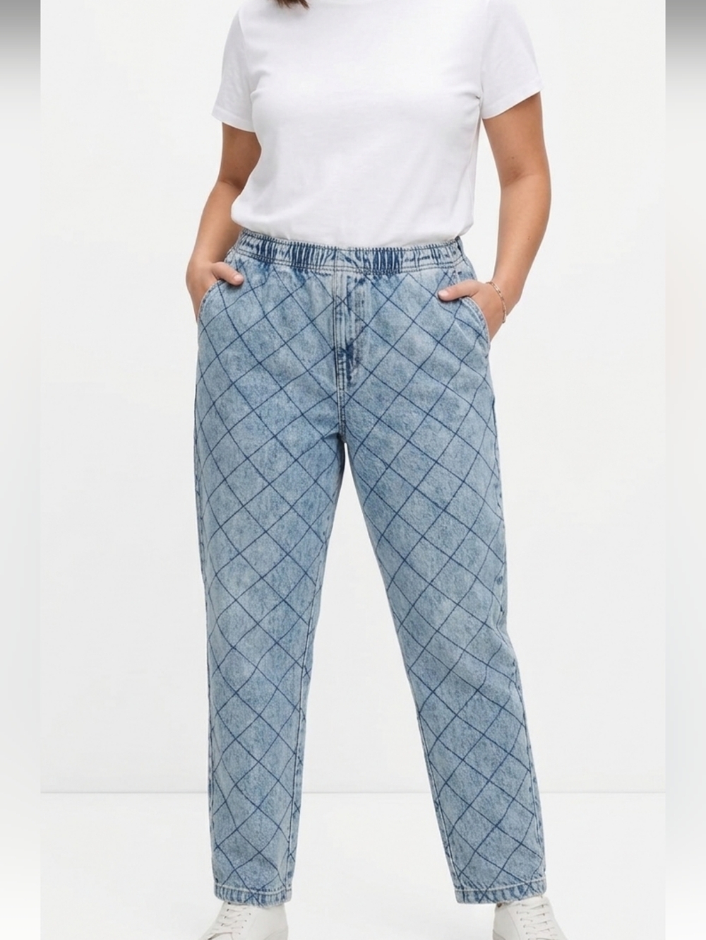 Obey Diamond Stitch Straight Leg Jeans Dtawstring Waist Medium